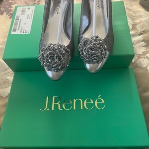 J.Renee Silver Heels with Sparkling Embellishments